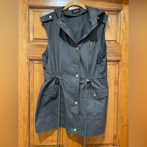 NWOT dark grey cotton hooded vest